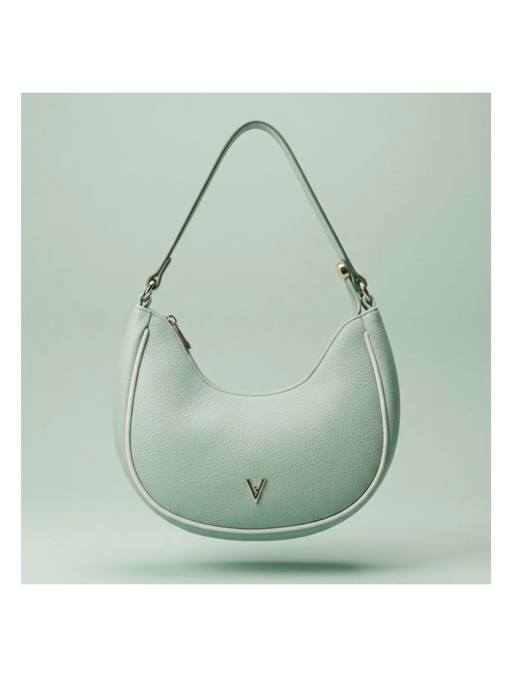 Vanessa Williams-crescent moon shoulder bag-mint green-top zipper closure-NWOT